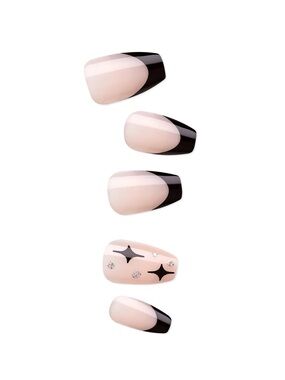 imPRESS Nude and Black Press-On Nails with Star Accents